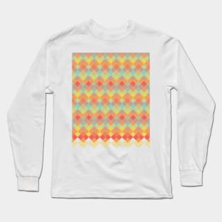 Tri-Colour Geometric Pattern Long Sleeve T-Shirt